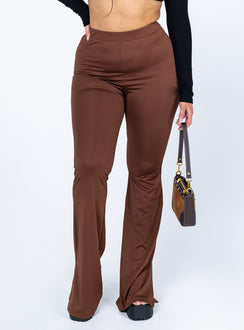 side view of model wearing Princess Polly Tala Pants Brown 