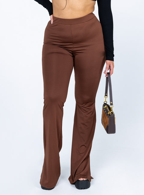 side view of model wearing Princess Polly Tala Pants Brown 