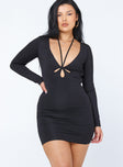 front view of model wearing Princess Polly Cruze Mini Dress Black 