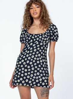 product Princess Polly Crew Neck  Motel Sasi Mini Dress Grunge Daisy Black