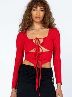 product Princess Polly Full Sleeves High Neck  Tarren Long Sleeve Top Red