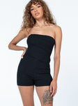 Strapless romper Soft knit material  Inner silicone strip at bust 