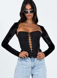 product Princess Polly Full Sleeves Plunger  Doreene Velour Bolero Black