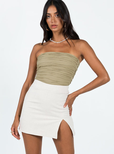   front view of model wearing Princess Polly The Lola Mini Skirt Oatmeal 