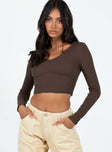 Long sleeve crop top Ribbed material V-neckline