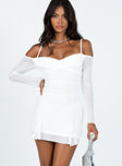 product Princess Polly Asymmetric Neckline  Viva Long Sleeve Mini Dress White