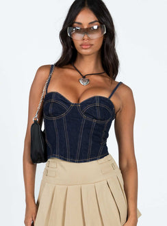 product Princess Polly Sleeveless Sweetheart  Catana Corset Top Denim