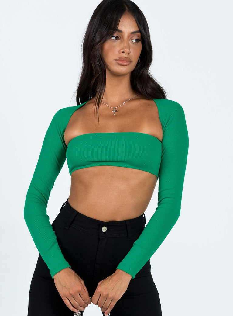 product Princess Polly Full Sleeves Square Neck  Sharli Long Sleeve Top Green