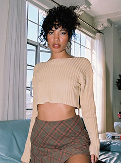 Alivia Cropped Sweater Beige Princess Polly  Cropped 