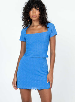 Front view of model wearing  front Lavender Time Mini Skirt Blue Princess Polly  Mini Skirts 