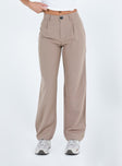 Princess Polly high-rise  Titius Pants Beige Petite