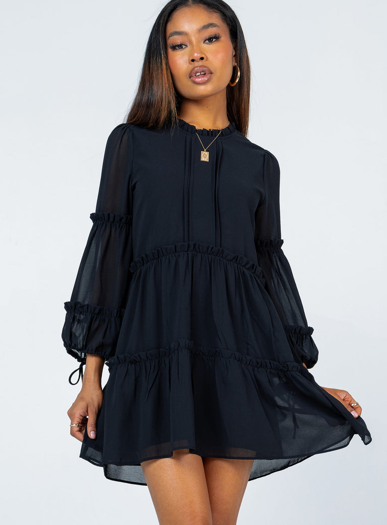 Eden Bloom Mini Dress Black