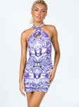 front view of model wearing Princess Polly Viviana Mini Dress Purple 