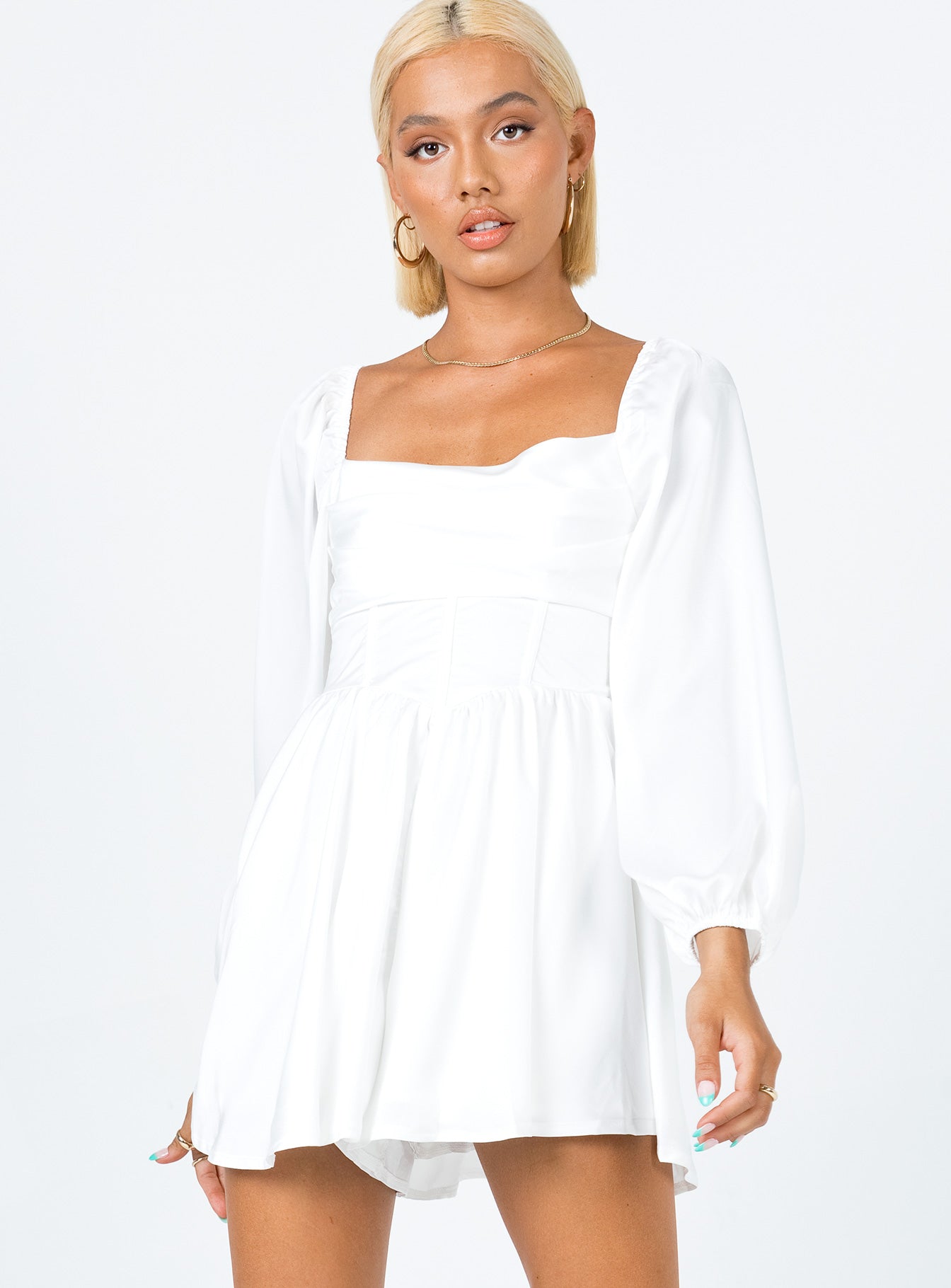 Lillie Long Sleeve Romper White