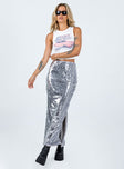 Alyce Maxi Skirt Silver Princess Polly  Maxi 