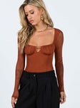 Princes Polly Full Sleeves  Olas Bodysuit Terracotta