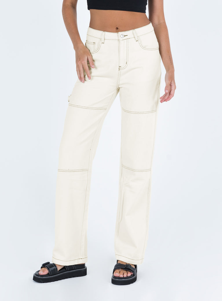 Princess Polly Mid Rise  Copeland Jeans White Tall
