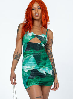 product Princess Polly Asymmetric Neckline  Poison Ivy Mini Dress Green