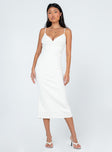 front view of model wearing Princess Polly Char Midi Dress White 