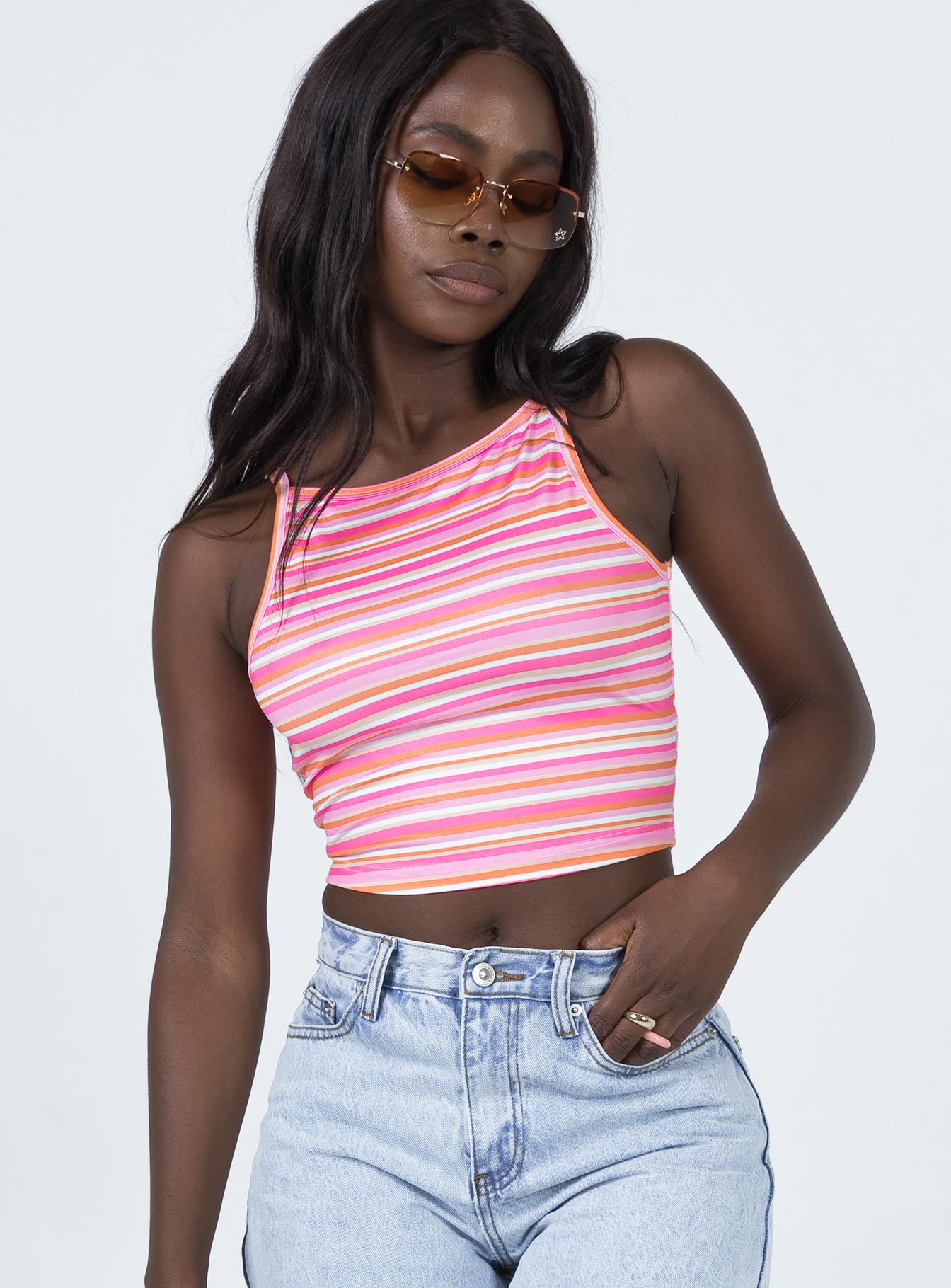 front view of model wearing Princess Polly Dilan Top Multi 