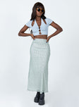   front view of model wearing Princess Polly Cheriee Maxi Skirt Green 