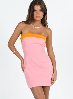 product Princess Polly Asymmetric Neckline  Tein Strapless Mini Dress Pink / Orange