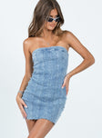 product Princess Polly Asymmetric Neckline  Houser Mini Dress Denim