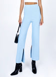 front view of model wearing Princess Polly Allen Ribbed Pants Blue 