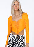 Princess Polly  Kenzie Long Sleeve Top Orange