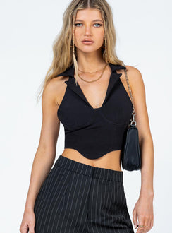 front view of model wearing Princess Polly Bentleigh Top Black 