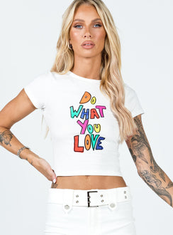 front view of model wearing Princess Polly Do What You Love Tee White 