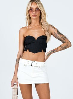   front view of model wearing Princess Polly Tersa Mini Skirt White Mini Skirts 