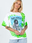 front view of model wearing Princess Polly Bob Marley Oversized Tee White 