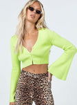 Cedarwood Flare Sleeve Cardigan Green