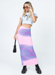 back view of model wearing Princess Polly Ryleee Low Rise Blurred Maxi Skirt Pink 