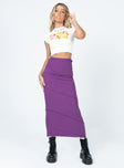   front view of model wearing Princess Polly Oscar Maxi Skirt Dark Purple 