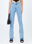 front view of model wearing Princess Polly Nikaia Denim Jeans Mid Rise 