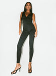 Jumpsuit V-neckline Invisible zip fastening at front Slim leg