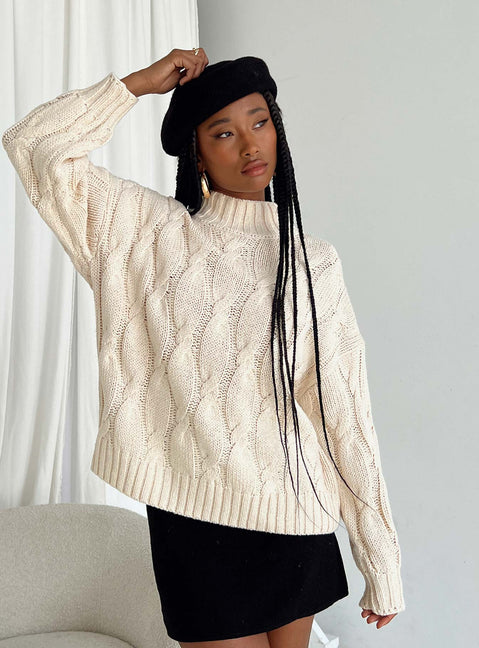 Jendi Sweater Cream Princess Polly  long 