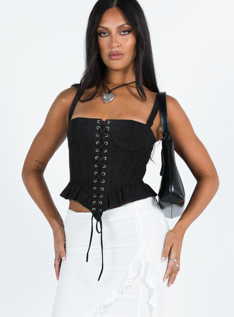product Princess Polly Sleeveless Square Neck  Cuatro Corset Top Black