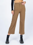 front view of model wearing Princess Polly Carter Pants Brown 