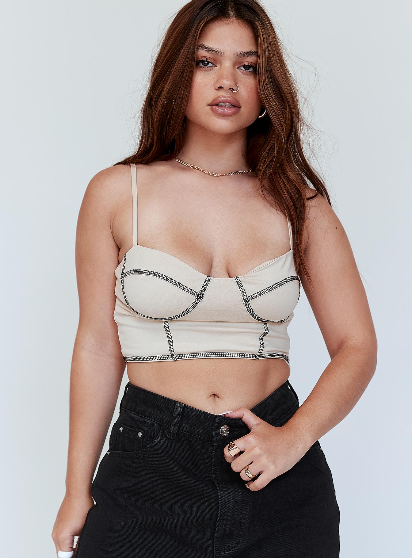 front view of model wearing Princess Polly Leilani Top 