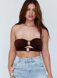 front view of model wearing Princess Polly Lomez Top Brown 