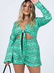 Remi Tie Front Romper Green