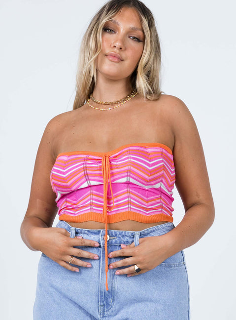 front view of model wearing Princess Polly Rosalia Top Pink 
