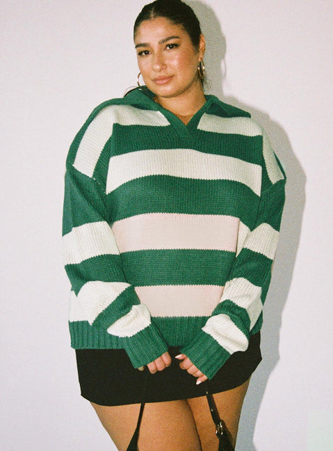 Hampton Sweater Green Curve Princess Polly  long 