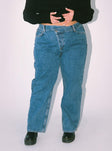 Princess Polly High Rise  Holly Asymmetric Straight Leg Jean Denim Curve