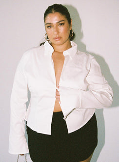 product Princess Polly Full Sleeves Square Neck  Belshaw Lace Up Back Shirt Ivory Curve