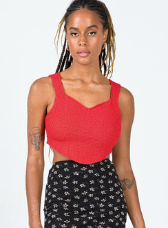 front view of model wearing Princess Polly Dalton Top Red 