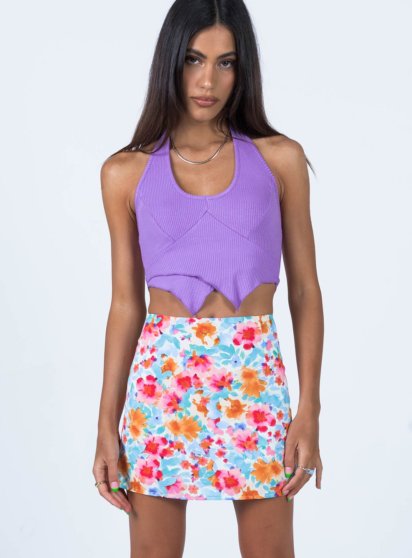 Light blue hotsell floral mini skirt